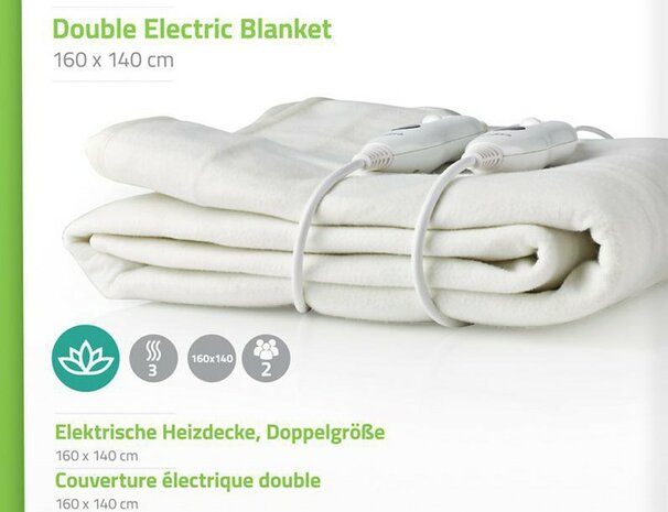 Basic elektrische onderdeken voor 2 personen 160 x 140 cm. Polyester
