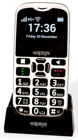 De nieuwe Minivison2 mobiele telefoon Nederlands sprekend. 